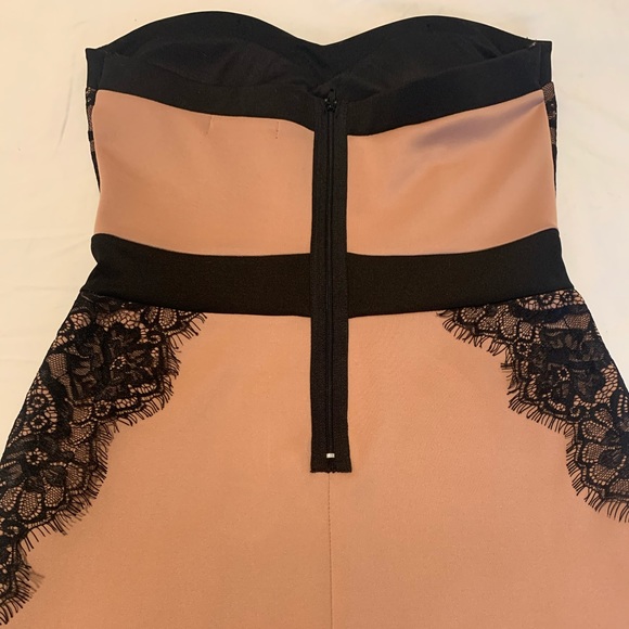 Dusty Rose Dress with Black Lace Detail - Picture 3 of 4